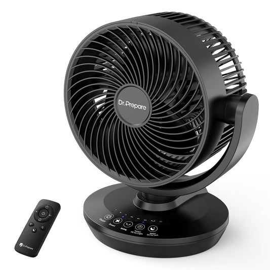 DR.PREPARE Oscillating Air Circulator Fan for Bedroom with Remote, 900 CFM, 11.8" Powerful Table Fan, 70° Oscillation, 100° Tilt, 3 Speeds, Efficient