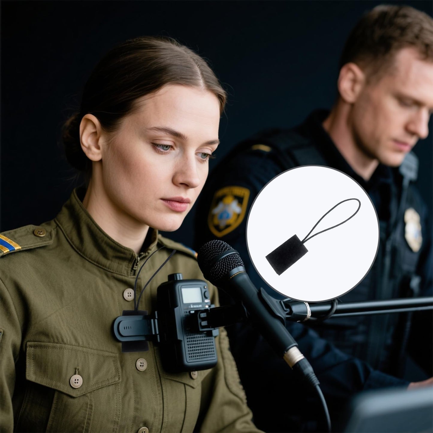 4-Pack Clip Holder for Law Enforcement (2 Long + 2 Short) - Secure Radio Microphone Keeper Hanger for Uniform Epaulet, Shirt Button