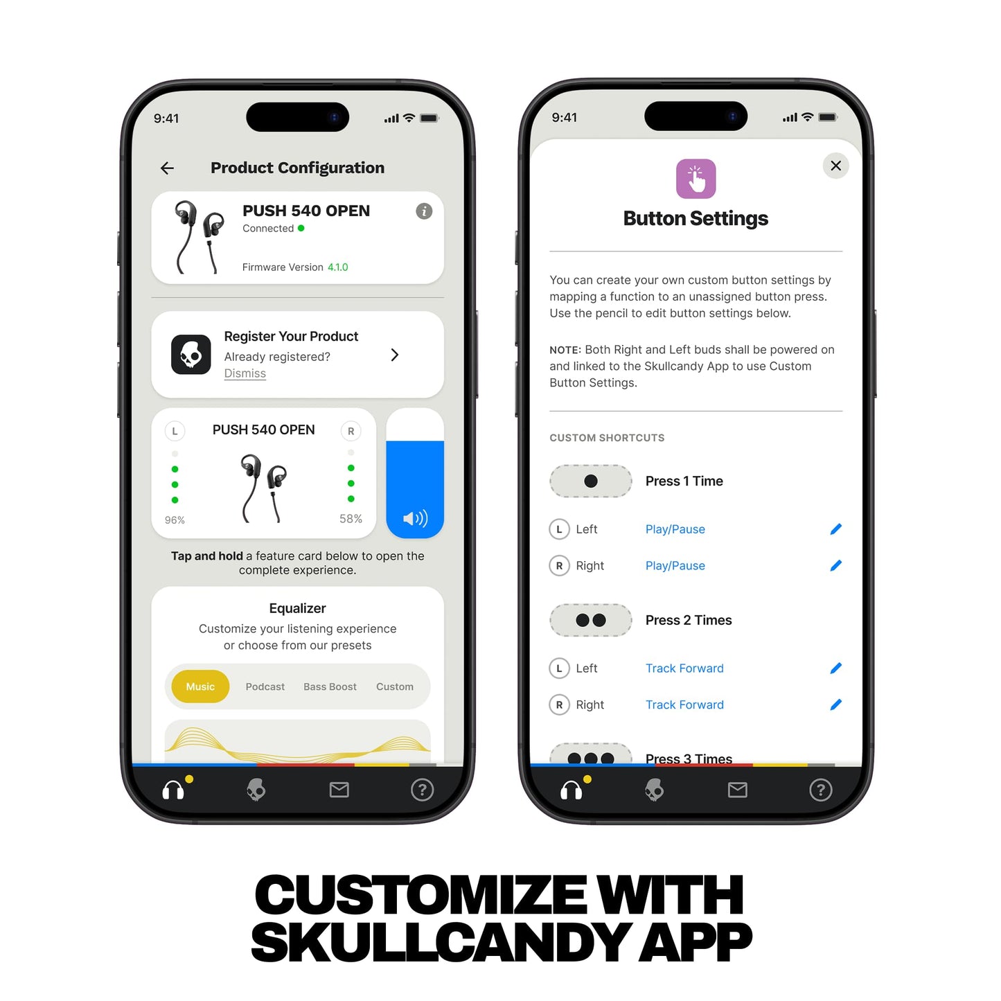 Skullcandy Push 540 Open Wireless Open-Ear Bluetooth Earbuds - Bone
