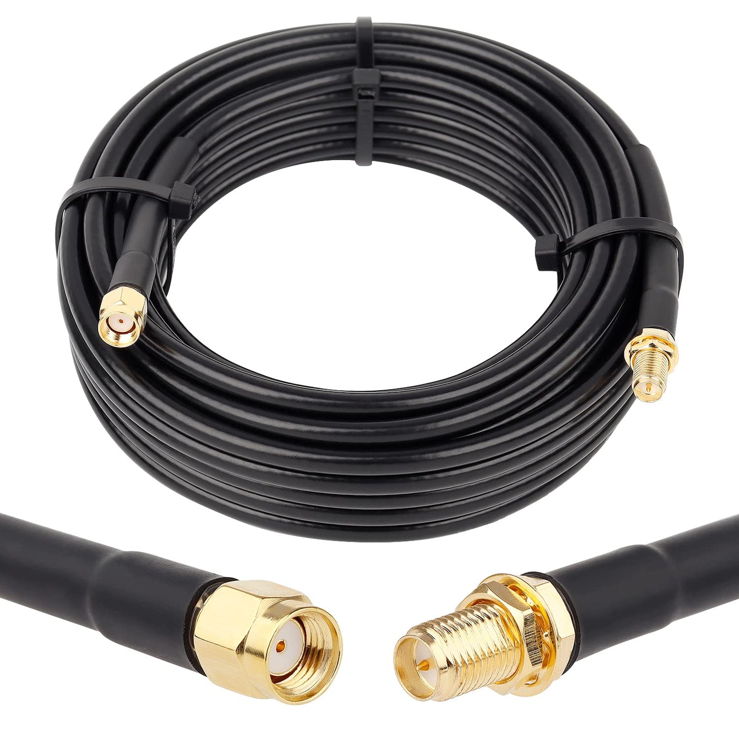 XRDS 25ft RP-SMA Male to RP-SMA Female Coax Cable - WiFi Antenna Extension for Router & Network Card Adapter
