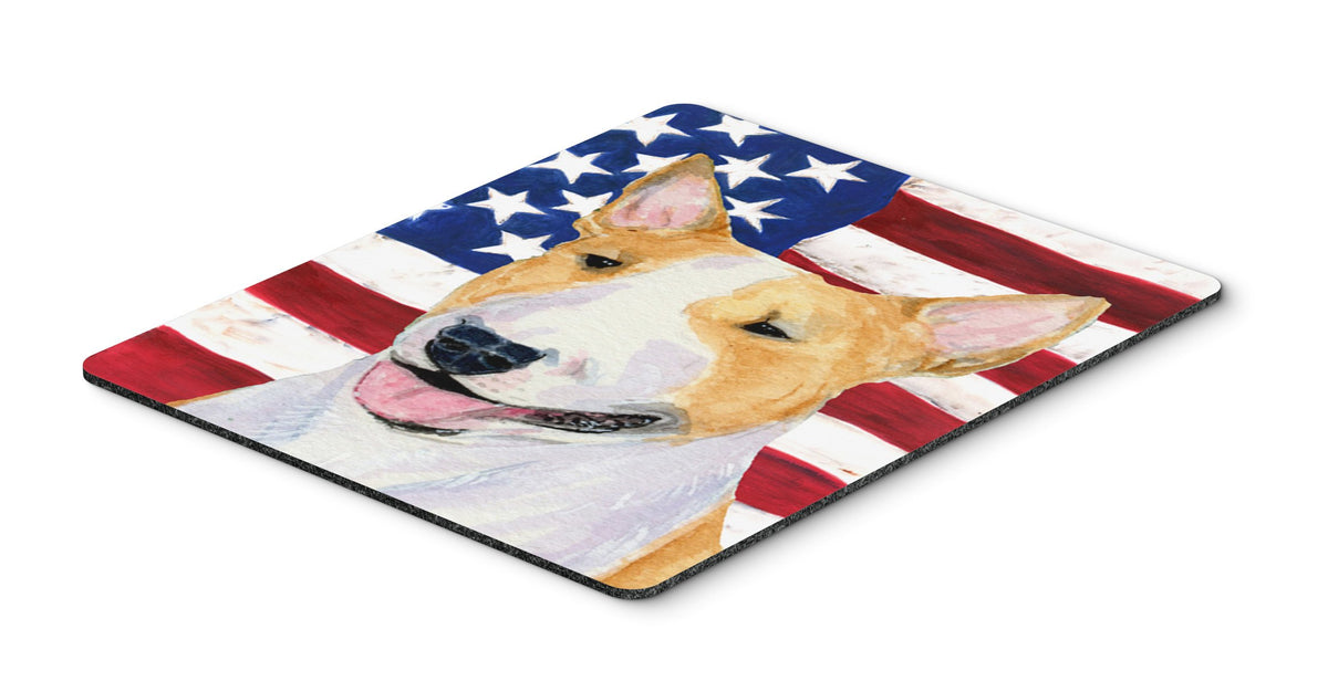 Caroline's Treasures SS4023MP USA American Flag with Bull Terrier Mouse Pad, Hot Pad or Trivet for Home Office Gaming Working Computers Laptop Mouse