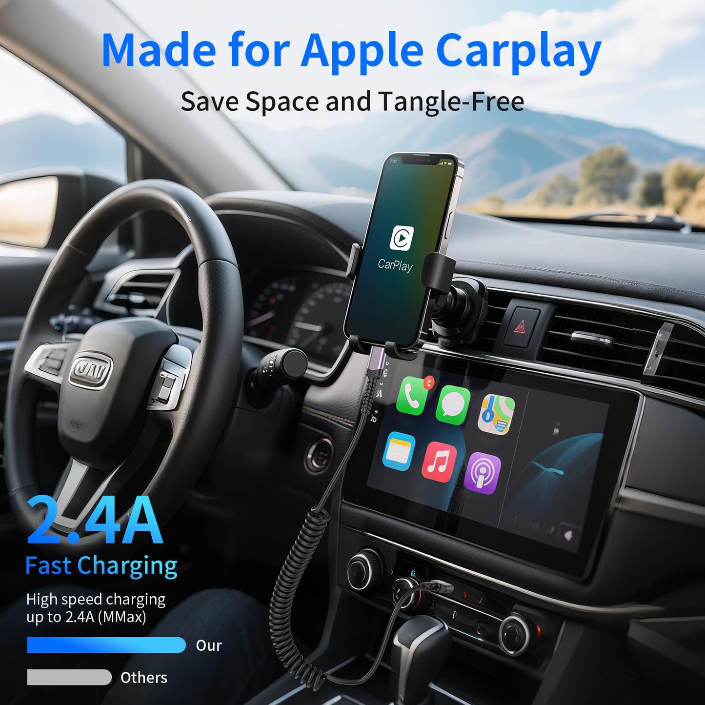 3 Pack Coiled Lightning Cable for Car [MFi Certified] Retractable iPhone Charger Apple CarPlay USB to Lightning Cord Fast Charging for iPhone 14 13…