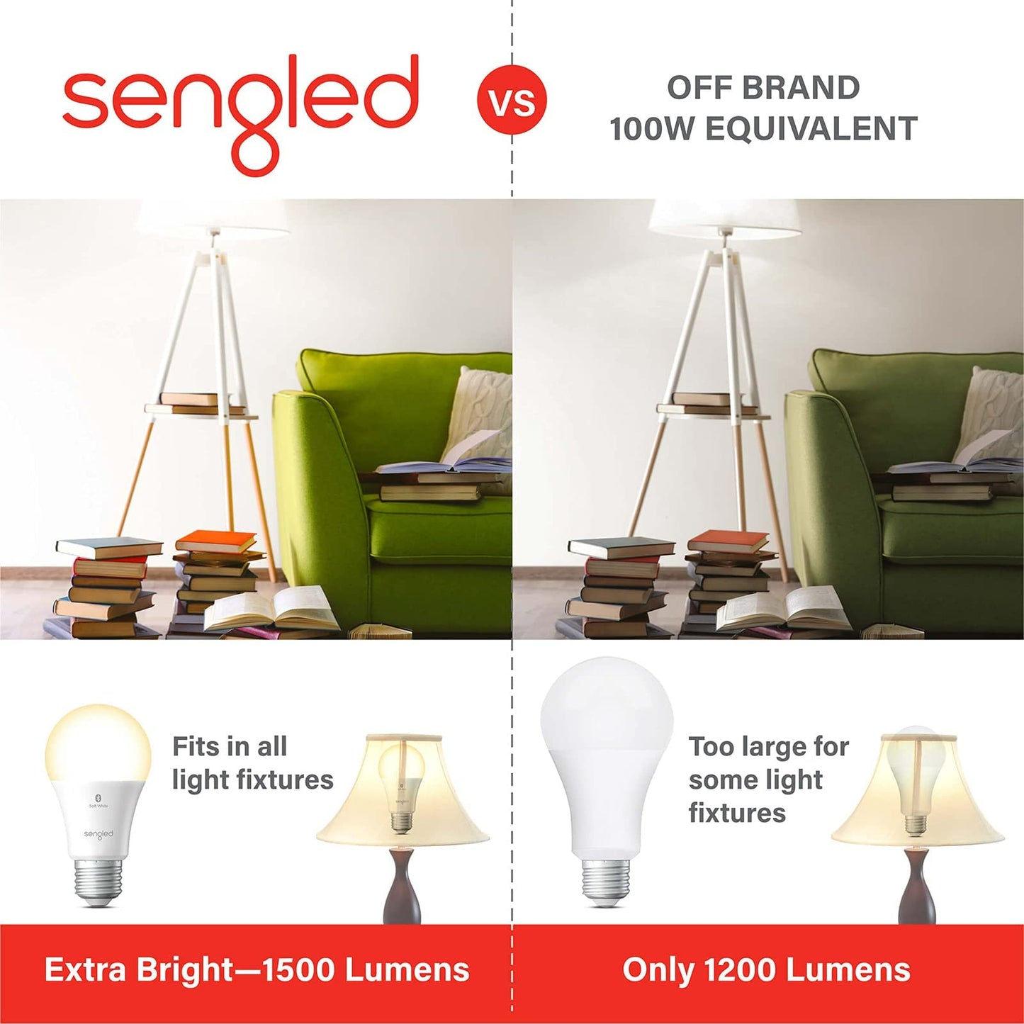 Sengled Alexa Light Bulbs 100W Equivalent, Smart Light Bulbs 1500 LM Bluetooth Mesh, Smart Bulbs That Work with Alexa Only, High Brightness, Soft