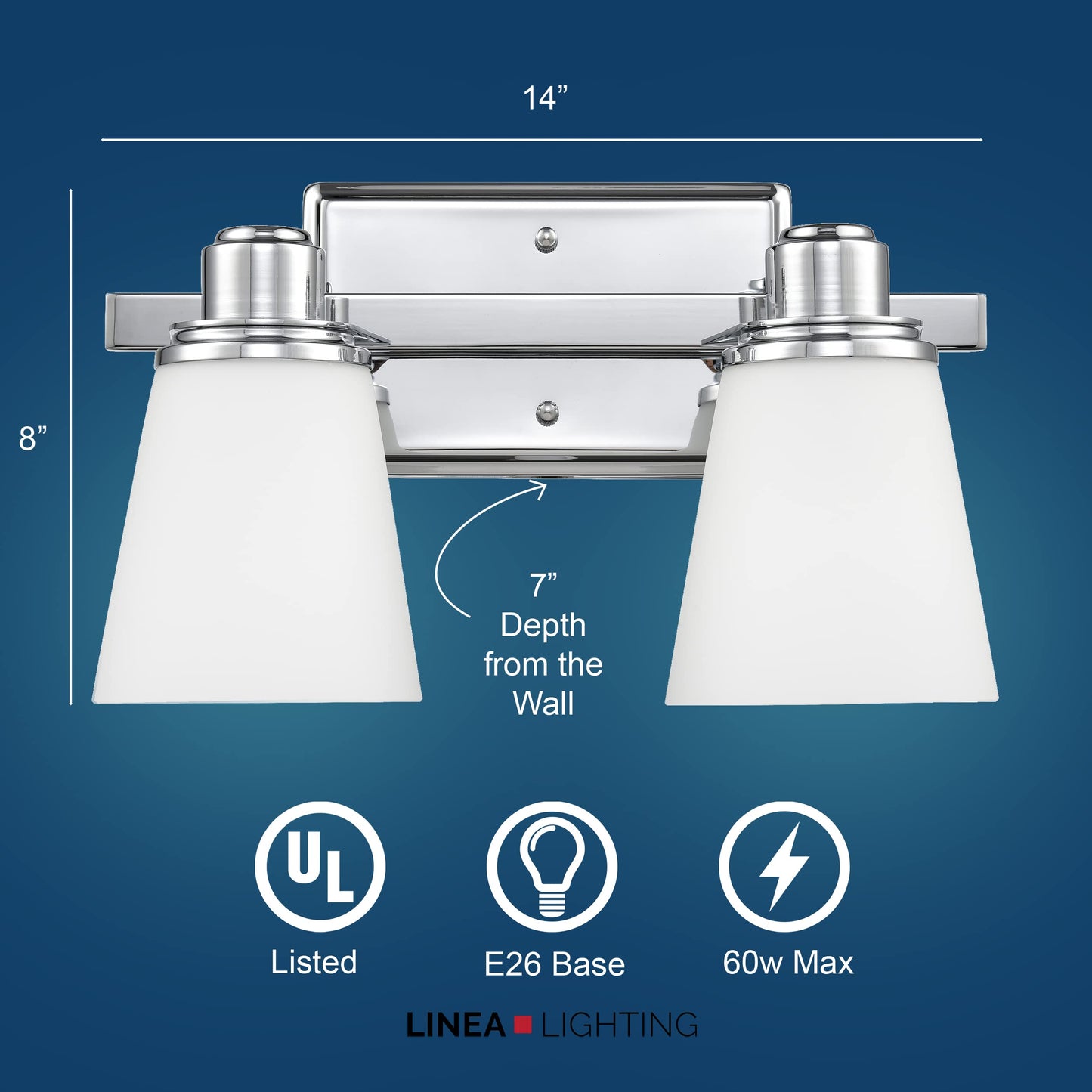Linea di Liara Terracina Chrome Bathroom Light Fixtures Over Mirror 2-Light Bathroom Vanity Lights Fixture Wall Lighting Restroom Light Fixture