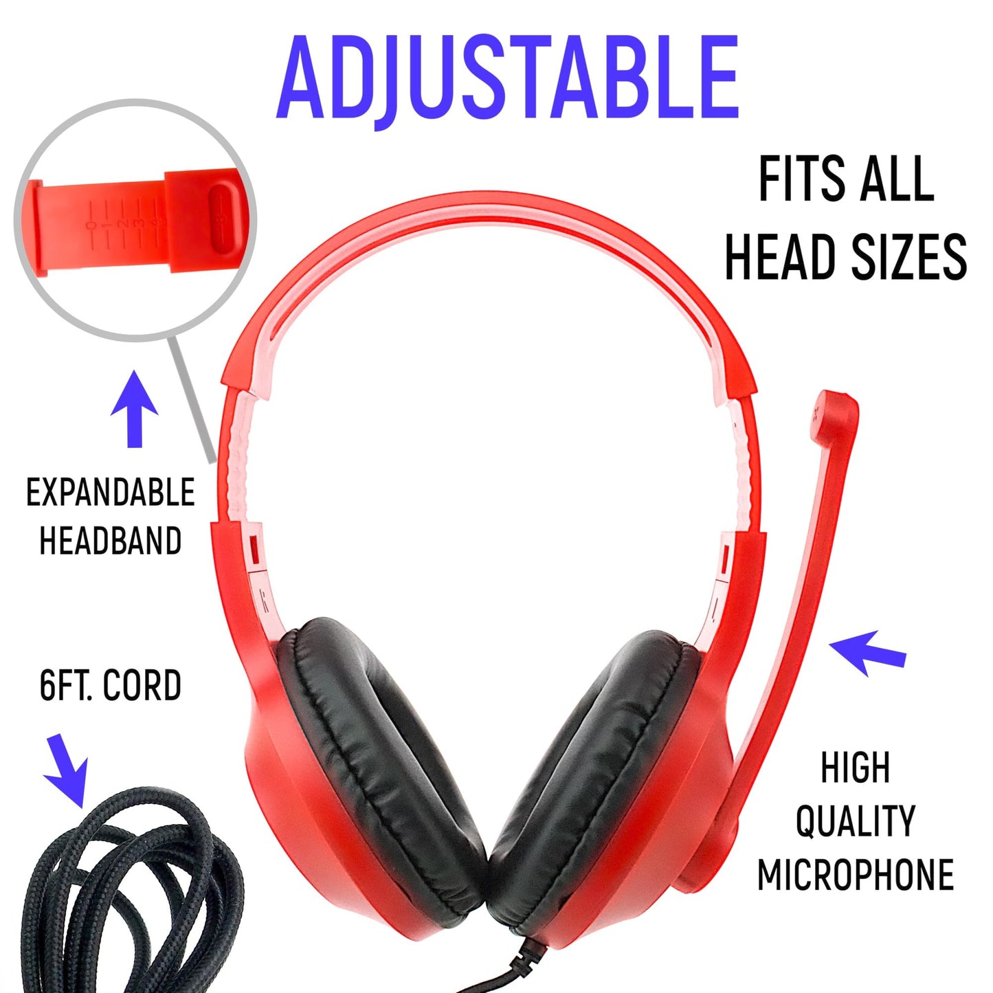 Eduvy Bulk Headphones for Classroom with Microphone, Heavy-Duty School Pack Wired Headphones for Students with Rotating Boom Mic. Teacher Must Haves…