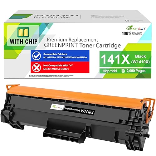 GREENPRINT with CHIP 141X W1410X ( W1410A 141A ) Compatible Toner Cartridge Black High Capacity 2000 Pages for H P M110 M110w M139 M140 M140w Printer