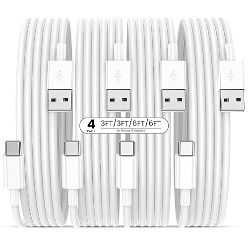 Bayznqiu Car CarPlay Cable for iPhone 15 16 17 Charger Cord, [4-Pack, 3FT&6FT] USB A to USB C Fast Charging Cords for iPhone 17 pro/17 pro max/17