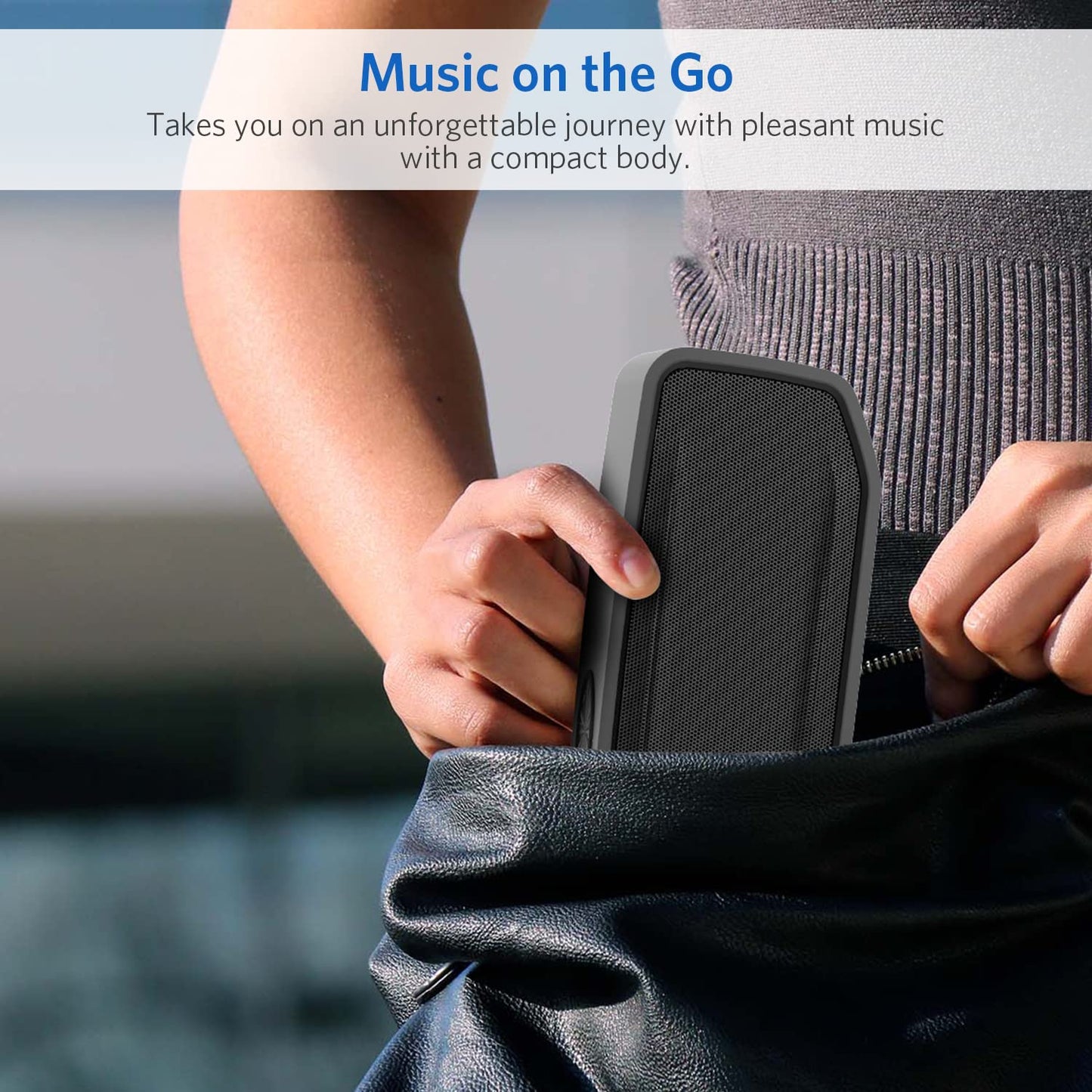 FIODIO Portable Bluetooth Speaker with 20W HD Stereo Sound and Bass, Built-in Microphone, Water-Resistant, Battery Powered Speaker for Home, Sports