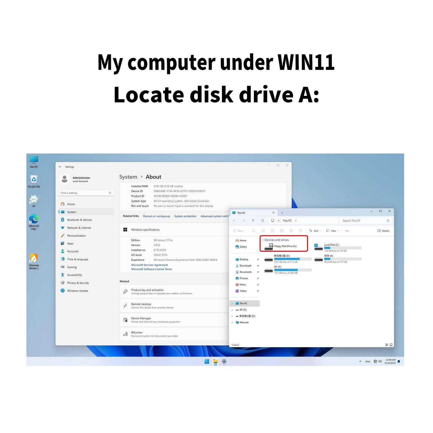 YEY USB 3.5-inch Floppy Disk Drive - External 1.44 MB FDD Reader for Desktop/Laptop PC, Plug and Play Supports Windows 11,10,8,7,XP (Black)