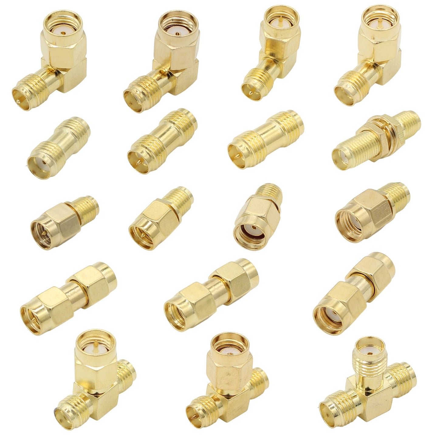 exgoofit SMA Adapter Kit, 18pcs, Gold Plated, Compatible with FPV Antennas, Ham Radio, WiFi Router, etc.
