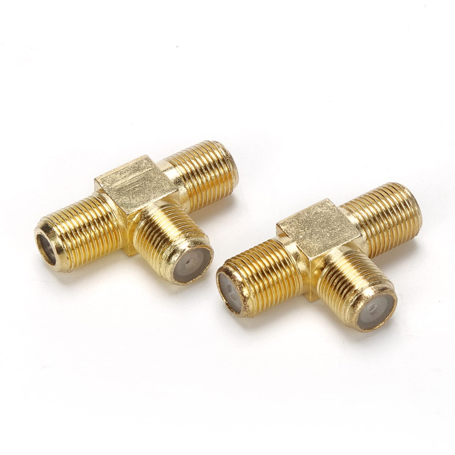 TLS.eagle 5 Pack Gold Plated F Type RG6 Female to 2 Female 3 Way Coax Cable T Splitter Adapter Connector