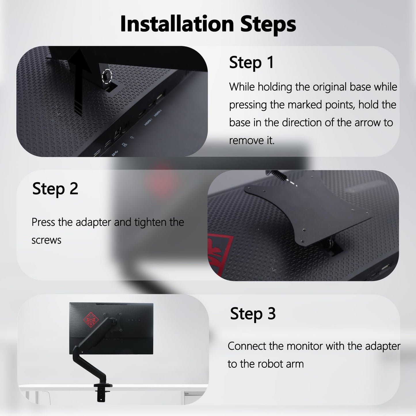 OMEN 25 VESA Mount Adapter Compatible with HP 25" Gaming Monitor?Compatible with OMEN 25, Z7Y57AA, Z7Y57A9?- 75x75 to 100x100 wall Mount Bracket