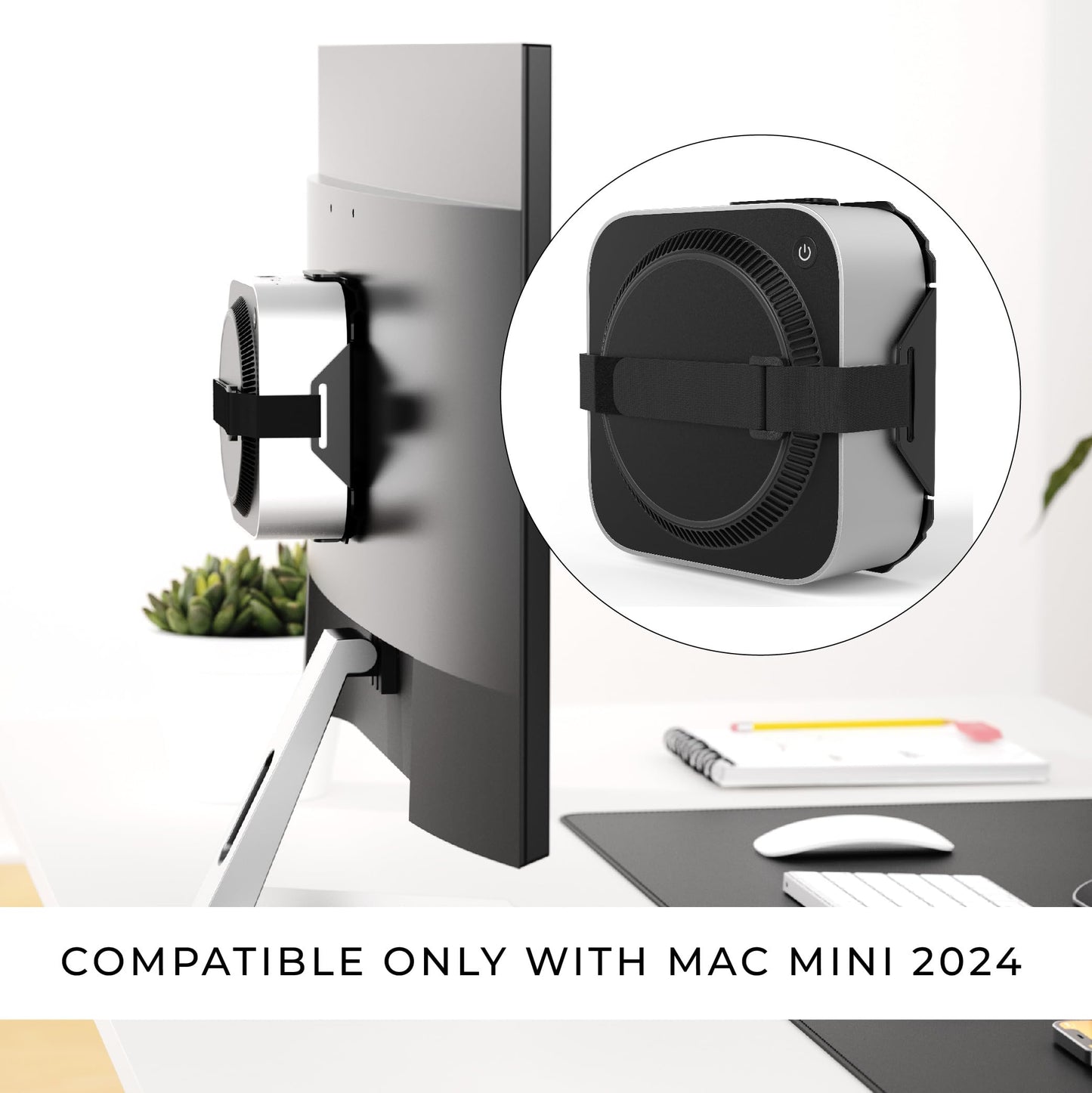 HumanCentric Mount Compatible with 2024 Mac mini, Custom Mount Adapter for Wall, Rack, Under Desk, Behind Monitor, 75x75mm and 100x100mm VESA