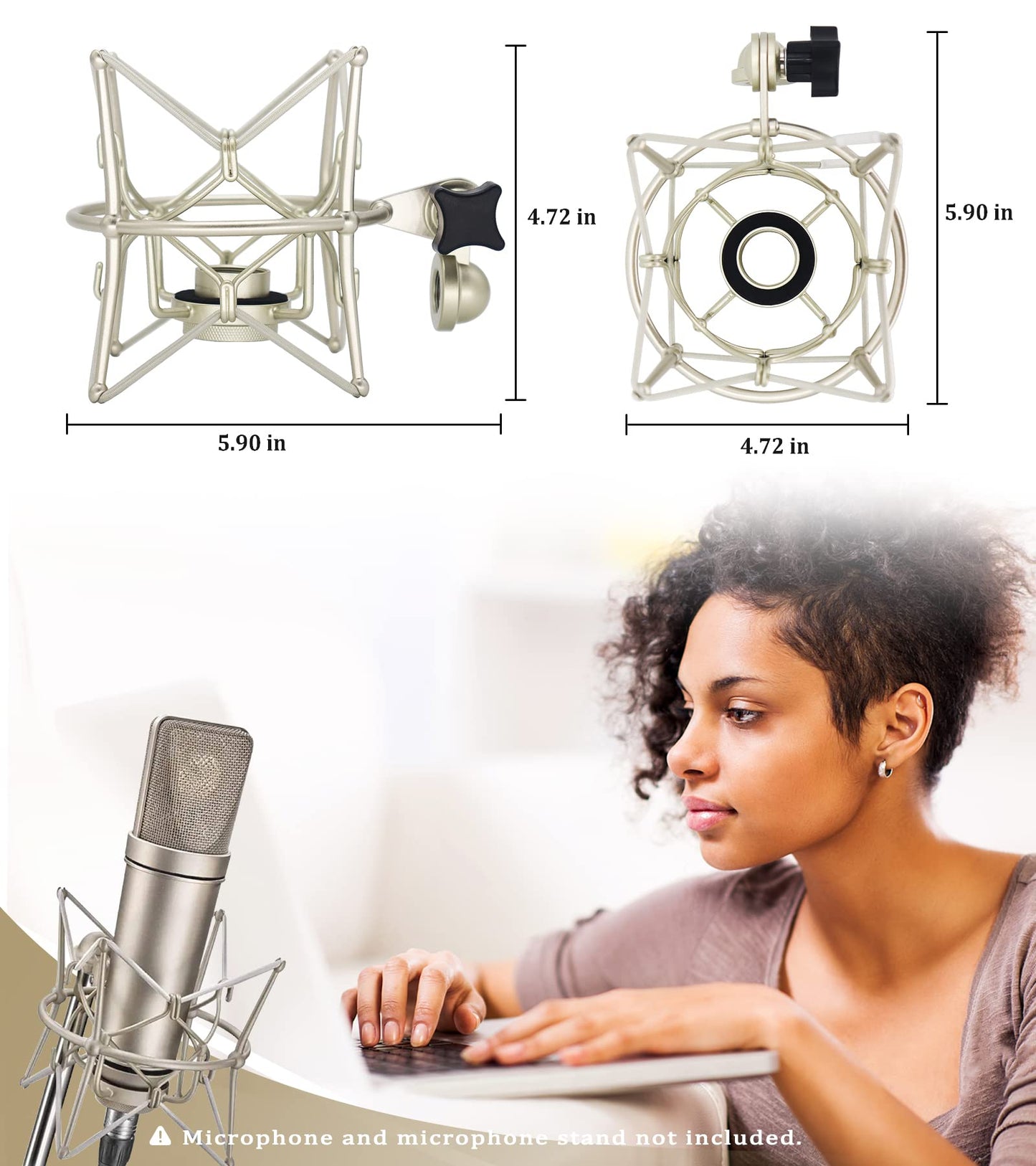 SUUNTOK Microphone Shock Mount Anti-Vibration Mic Holder Spider Recording Mic Shockmount Stand Compatible with Neumann U87 Ai, U89 i and TLM 67