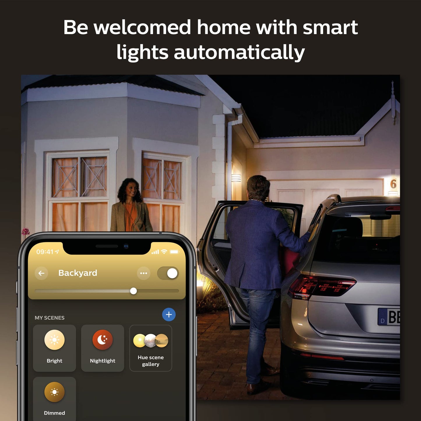Philips Hue Lucca Outdoor Smart Wall Light, Black - E26 White and Color Ambiance LED Color-Changing Bulb - 1 Pack - Requires Hue Bridge - Control