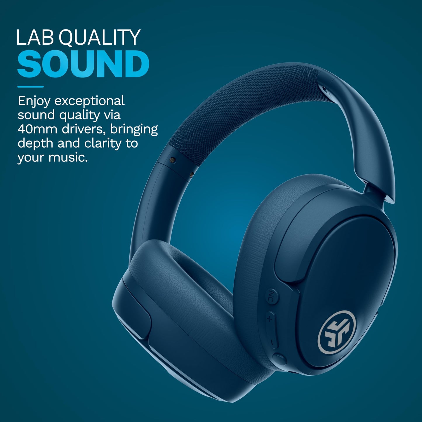 JLab JBuds Lux ANC, Over Ear Headphones, Active Noise Cancelling, Bluetooth, Limited Edition Navy