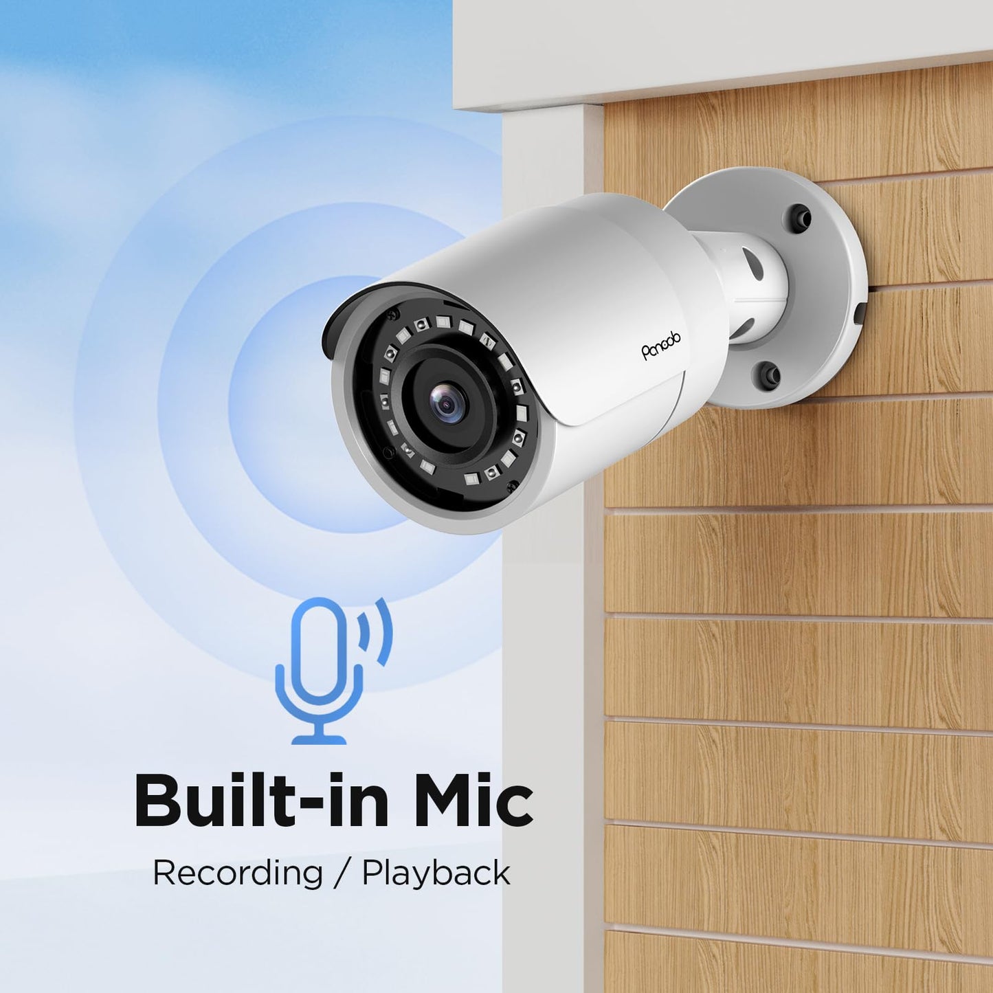 PANOOB UltraHD 4K PoE IP Bullet Security Camera Outdoor with Mic, H.265 8MP PoE Camera, AI Human Vehicle Detection 100ft IR Night Vision, Waterproof