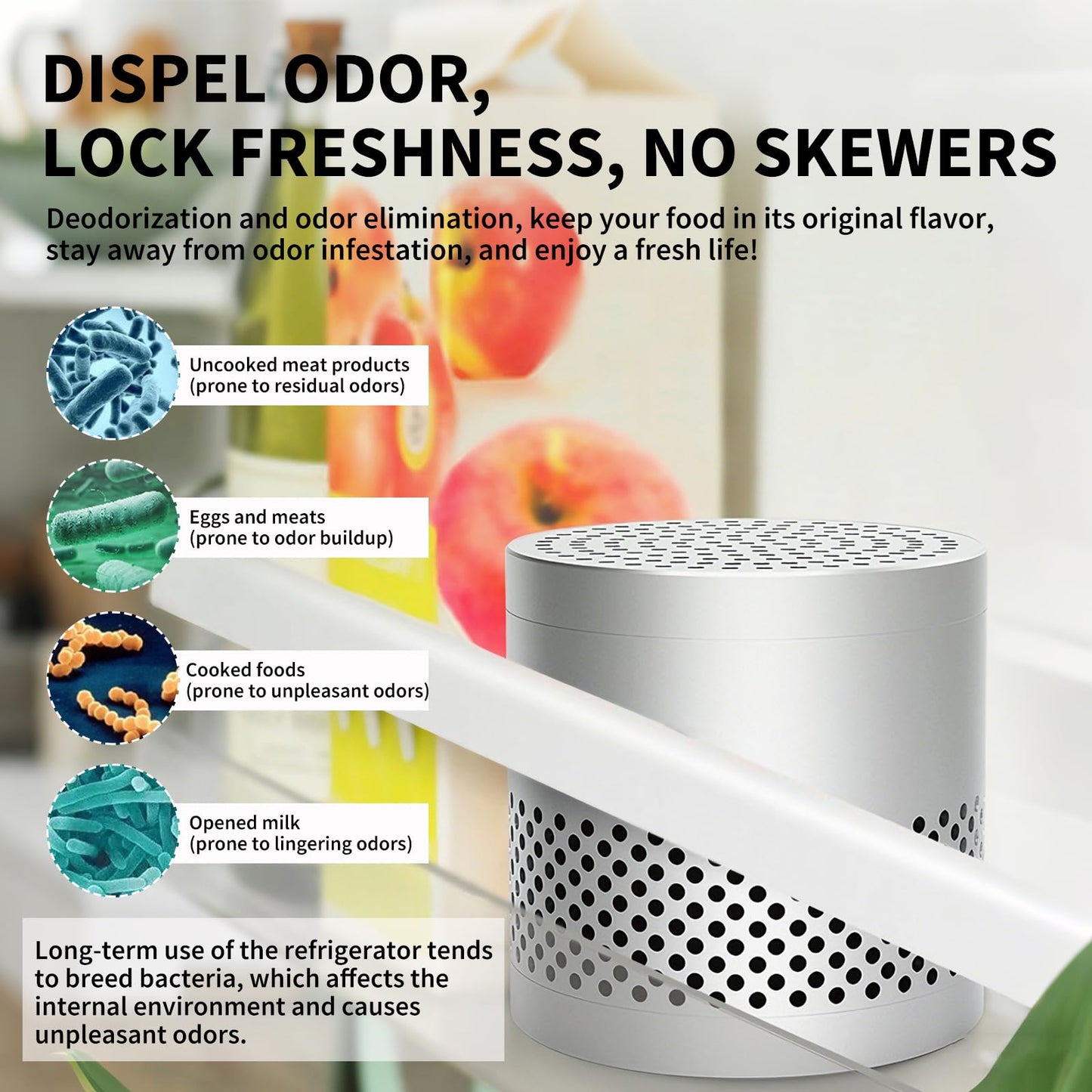 Refrigerator Deodorizer Odor Eliminator, Stainless Steel Fridge Smell Eliminator, Air Purifier, Fridge Air Freshener, Odor Absorbers for Home