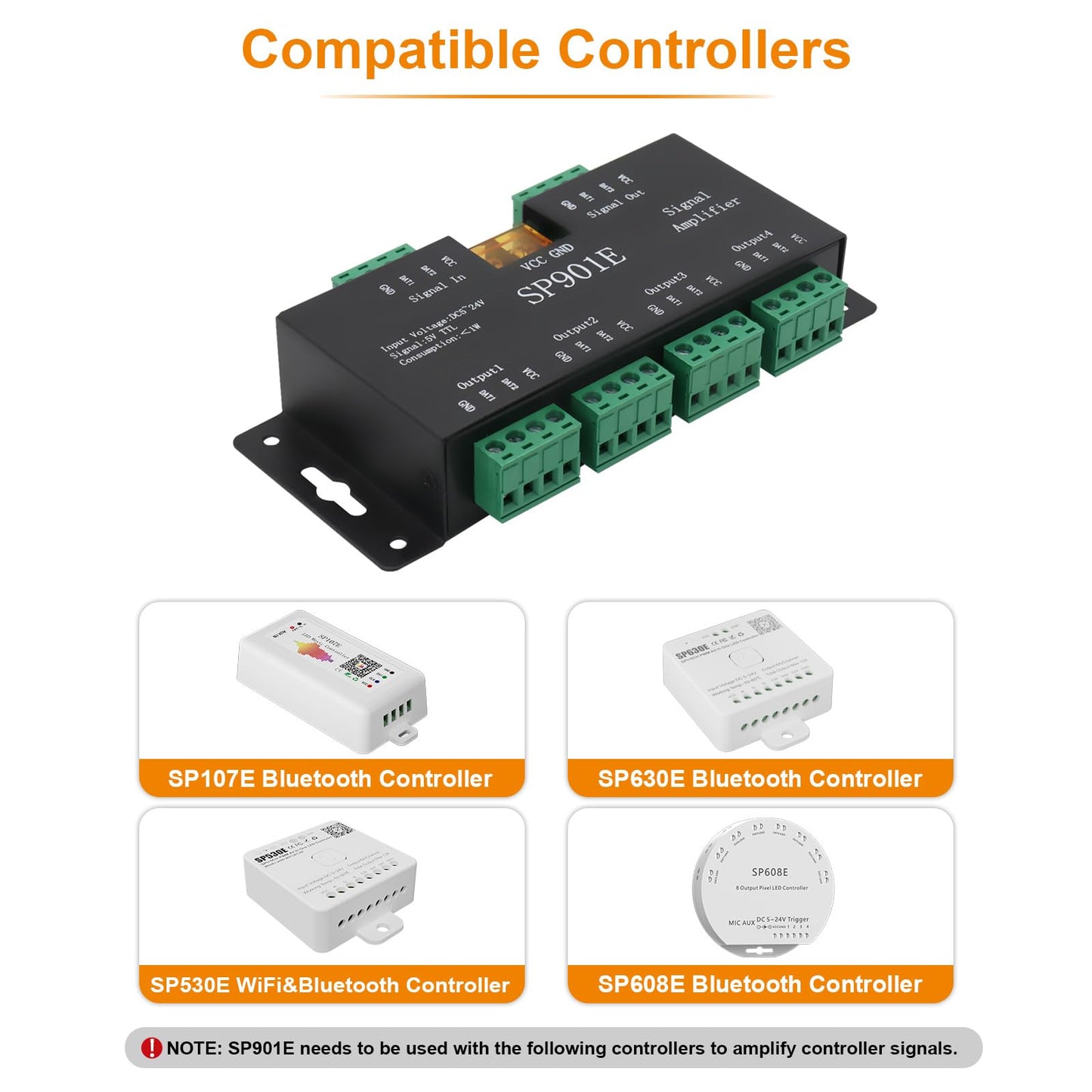 PAUTIX SP901E LED Pixel SPI Signal Amplifier Repeater for WS2811 WS2813 SK6812 WS2815 WS2801 SK9822 etc All The RGB Addressable LED Strip Lights