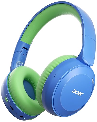 acer Kids Bluetooth Headphones, 85/94dB Volume Limiter, Foldable Wireless Over-Ear Headphones for iPad, Travel, 60H Playtime, Bluetooth 6.0, Built-in…