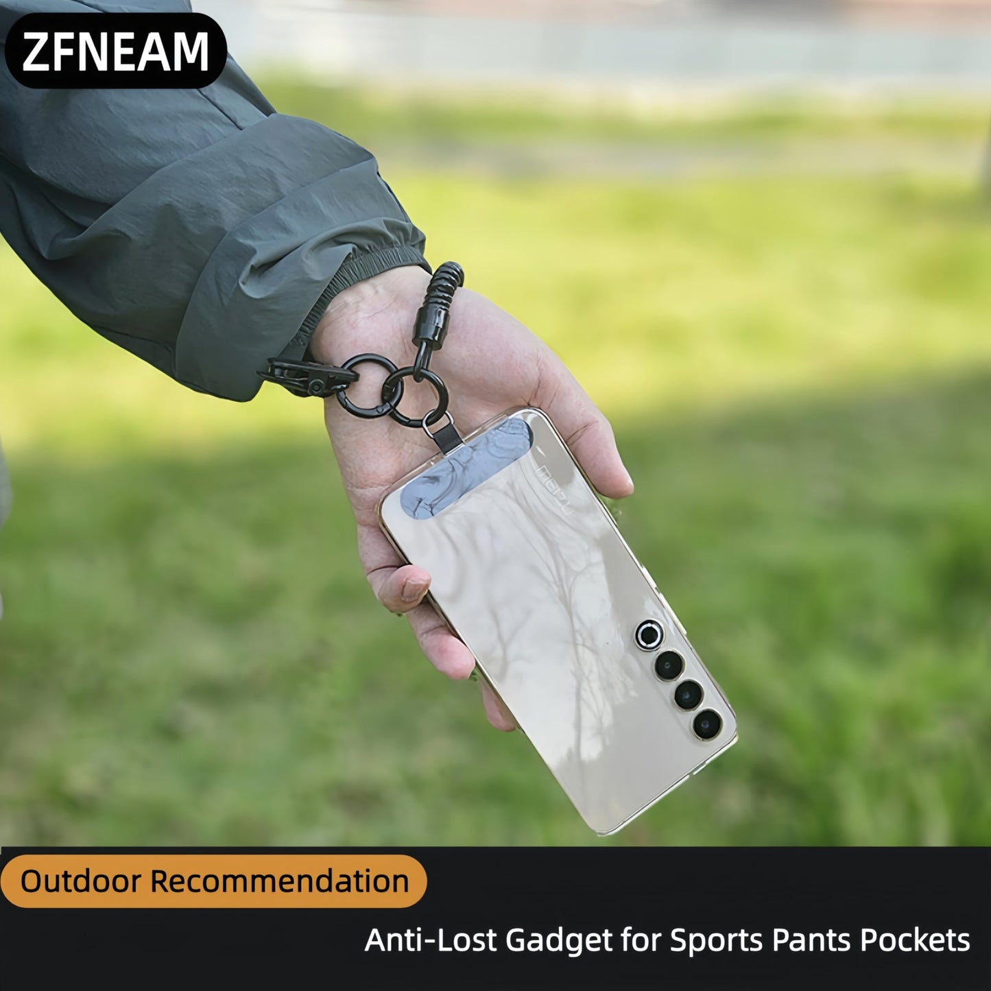 ZFNEAM]2PCS Retractable Phone Lanyard with Heavy-Duty Clip Outdoor Compatible with Pixel Most Smartphones (2*Black+Tab)