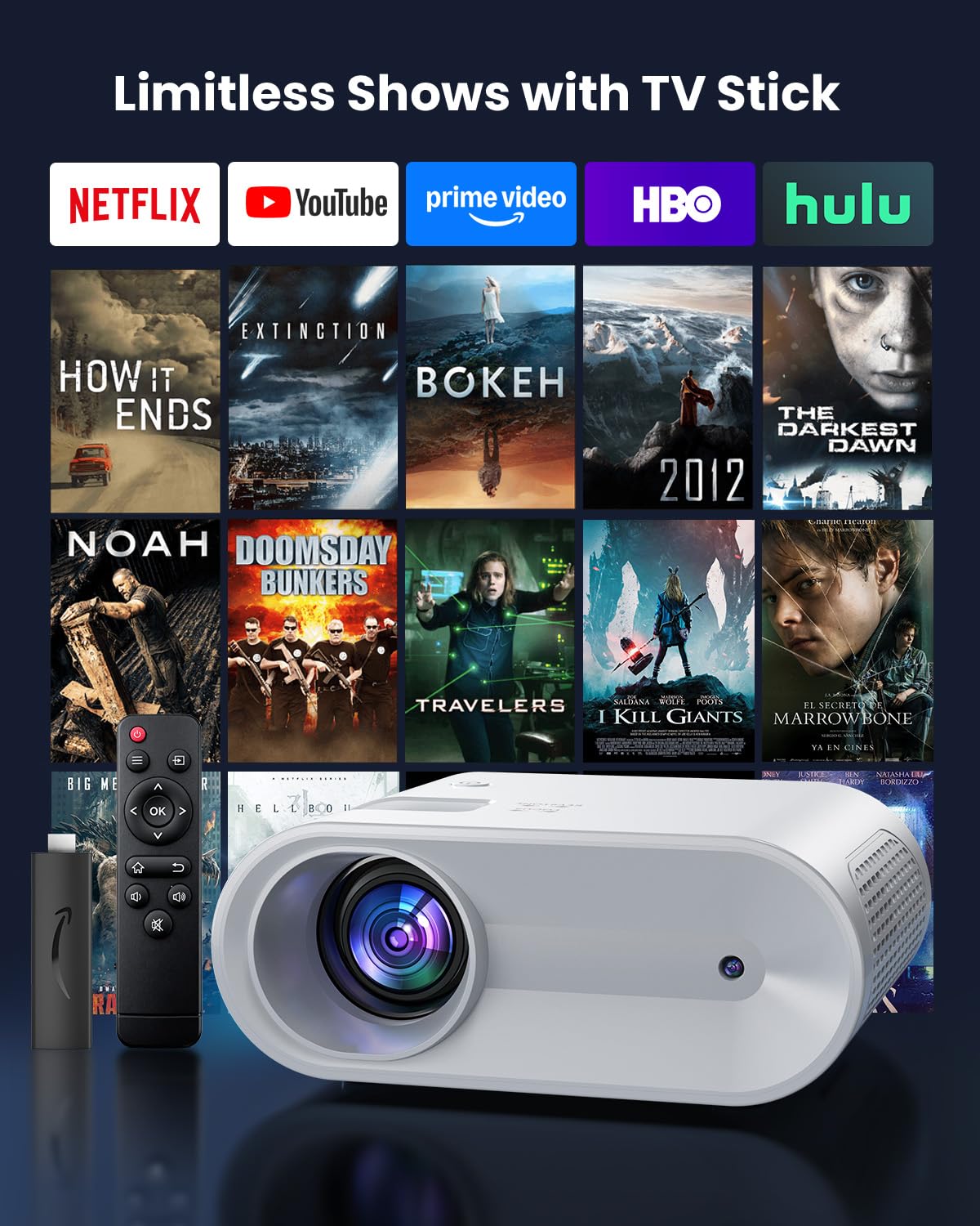 Mini Projector, YOWHICK 2026 Upgraded Full HD 1080P Support Video Projector, Portable Movie Projector for Home Theater, Compatible