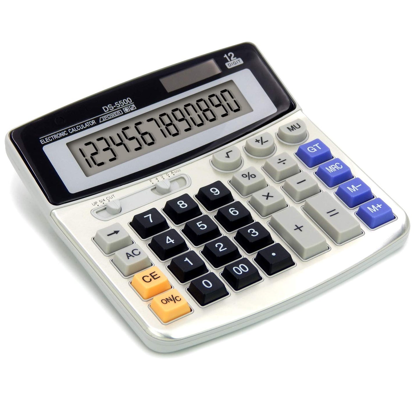 OFFIDIX Office Desktop Solar and Battery Dual Power Electronic Calculator - Portable 12 Digit Large LCD Display - 1PC