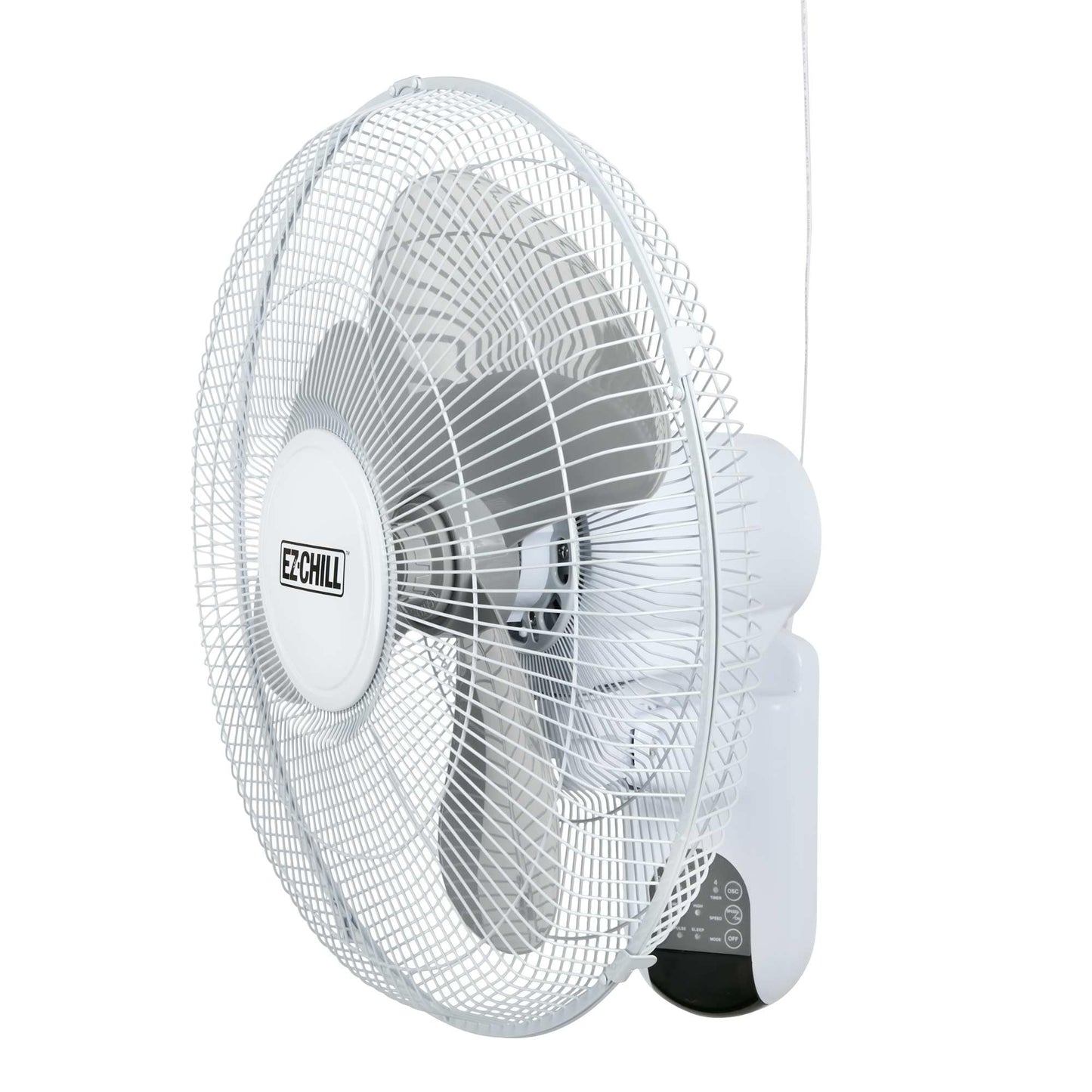 EZ-CHILL 16" Oscillating Wall Mount Fan with Remote Control, Timer, Auto Shut Off, Adjustable Tilt, Quiet, 3 Speed, Ideal for Home, Bedroom, Gym