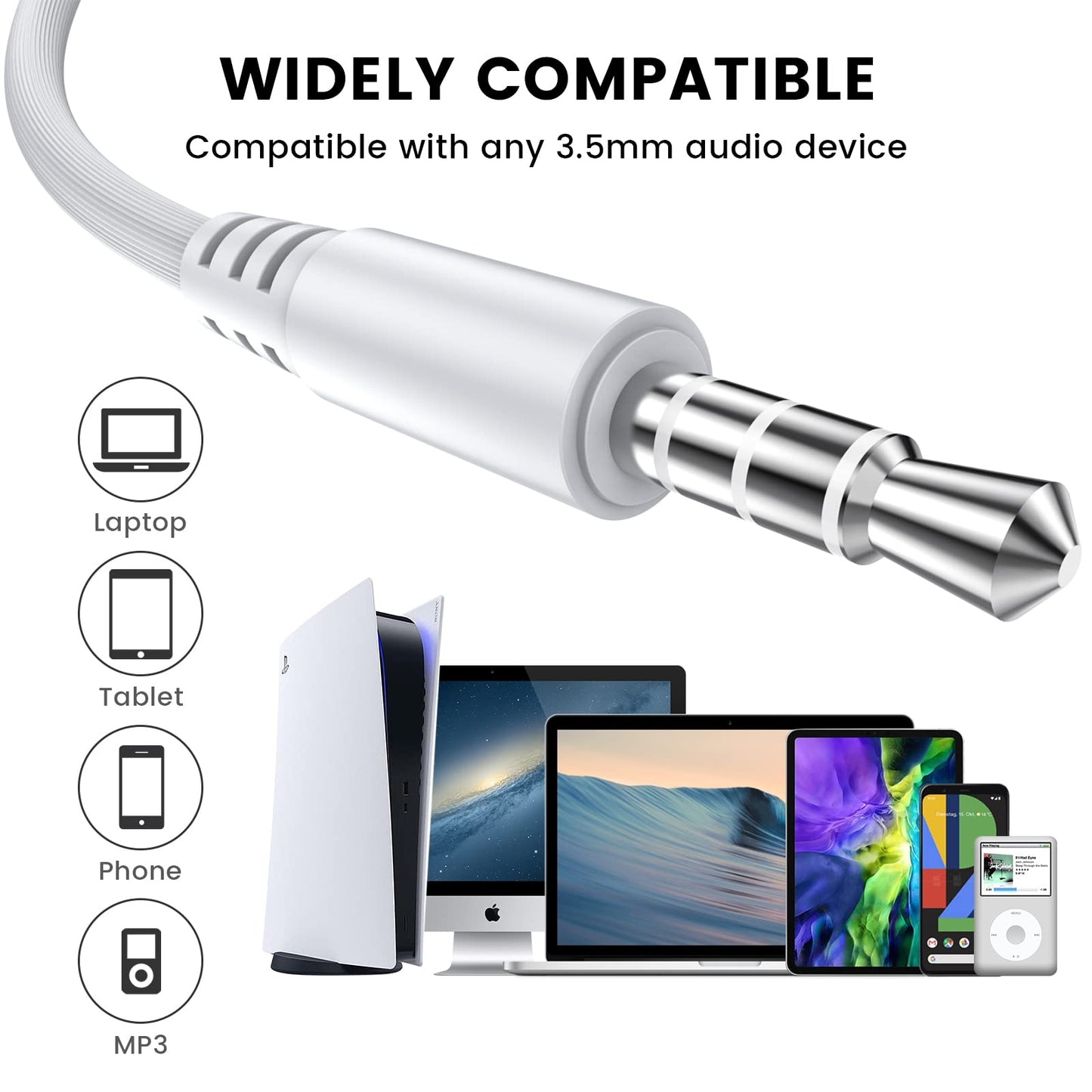 MOSWAG Wired Earbuds with Microphone, 3.5mm Jack in Ear Headphones with Microphone Suitable for Smartphones, Computers, Laptops, IPads, MP3 Players