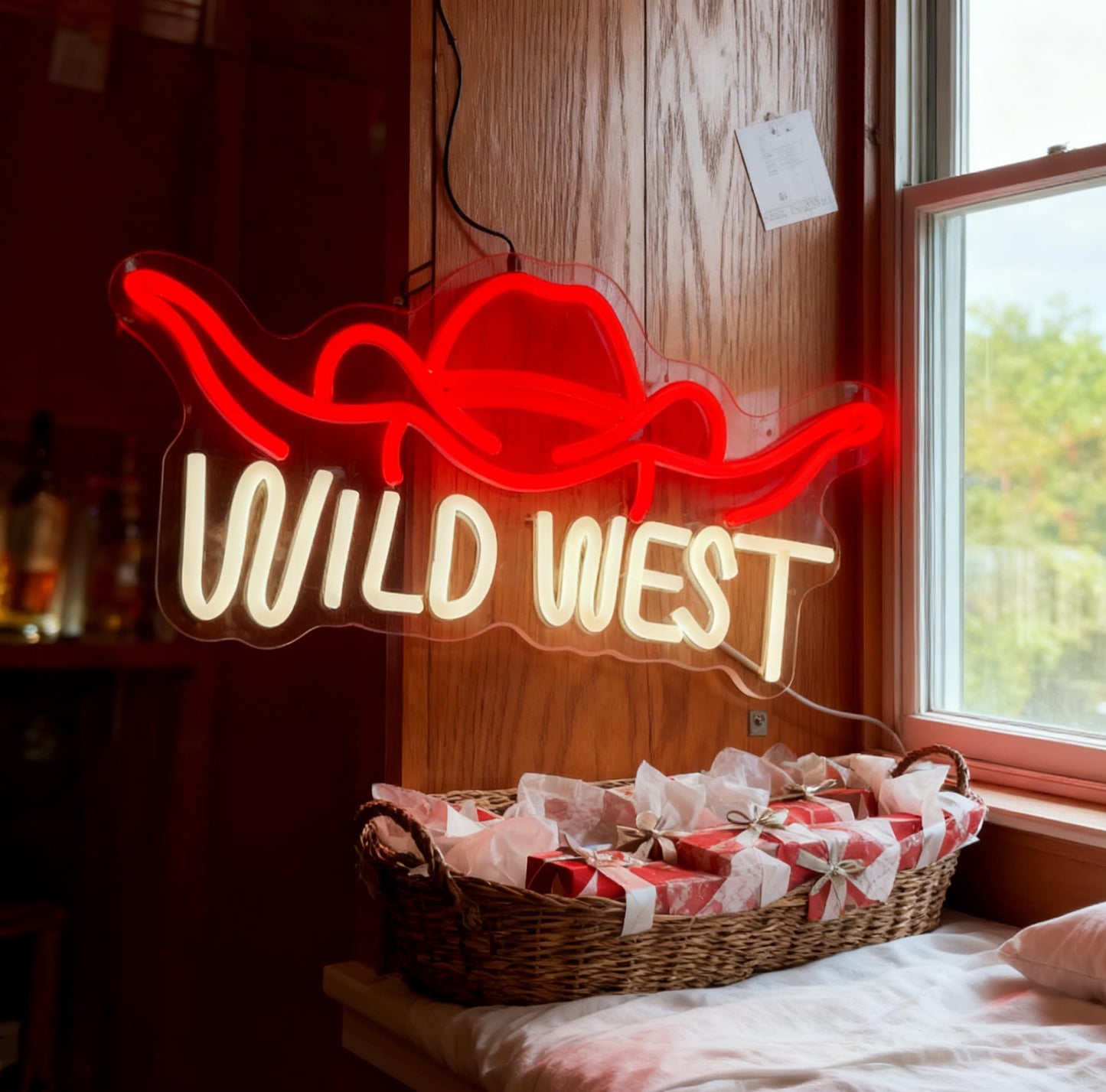 Wild West LED Neon Sign, Western Theme Neon Decor Home Man Cave Bar Party Ambiance Gift Wall Table Accent, USB Powered Dimmable Decorative Light 16.1
