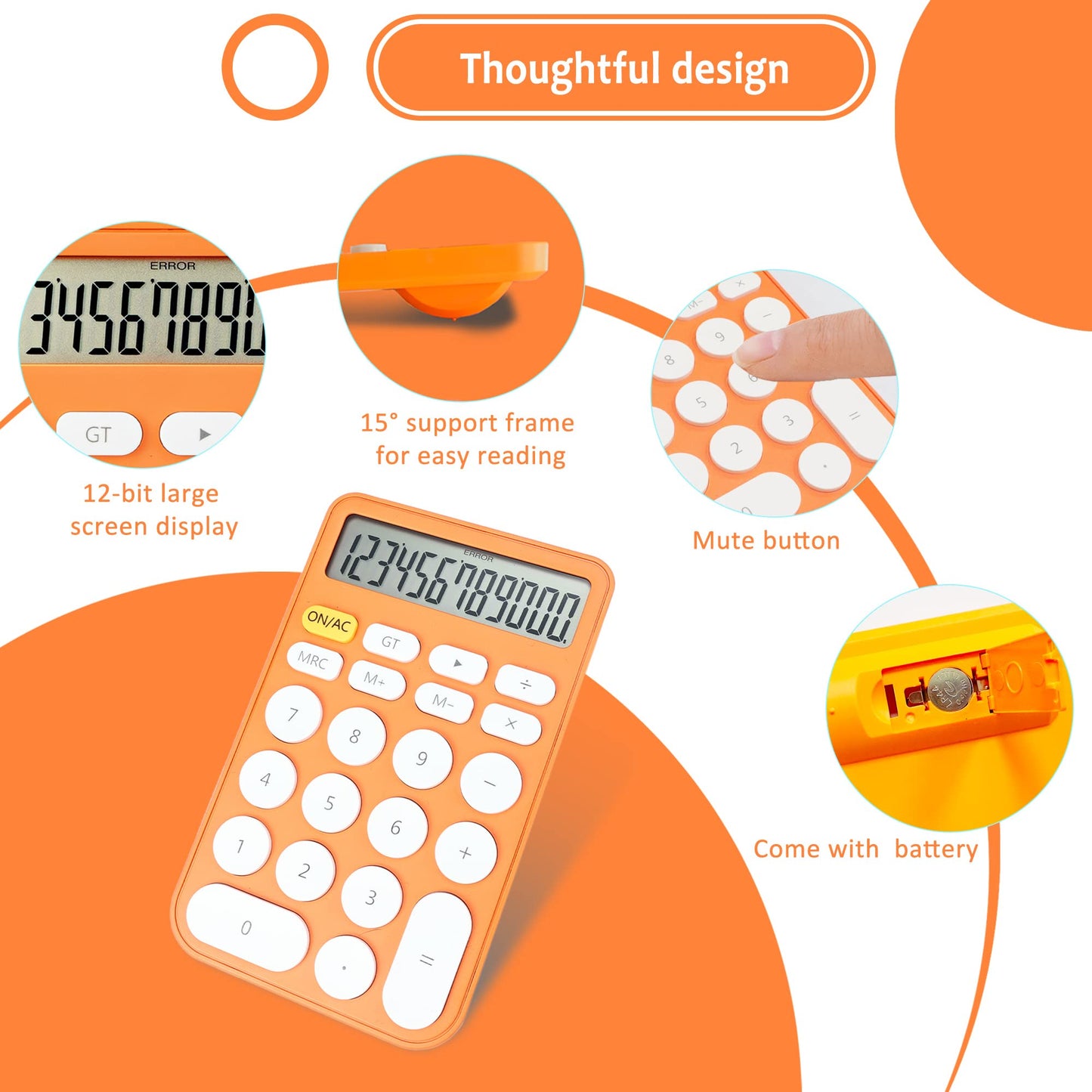 VEWINGL Standard Calculator, 12 Digit Large Display Desktop Calculator with Big Buttons for Office, School, Home & Business
