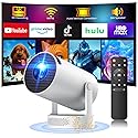 Mini Projector with WiFi and Bluetooth, 4K Projector with 5W Soundbase Speaker, Portable Projector for Bedroom, 300 ANSI Lumens Smart Projector, 270°