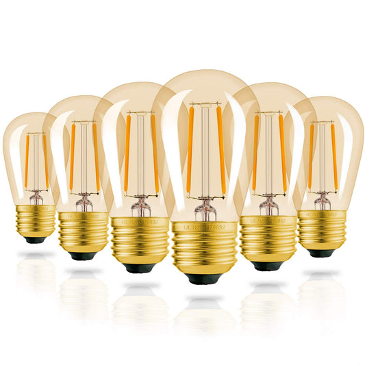 Hizashi S14 LED String Light Bulbs, 25W Eq, E26 Bulb 2200K, 6Pack