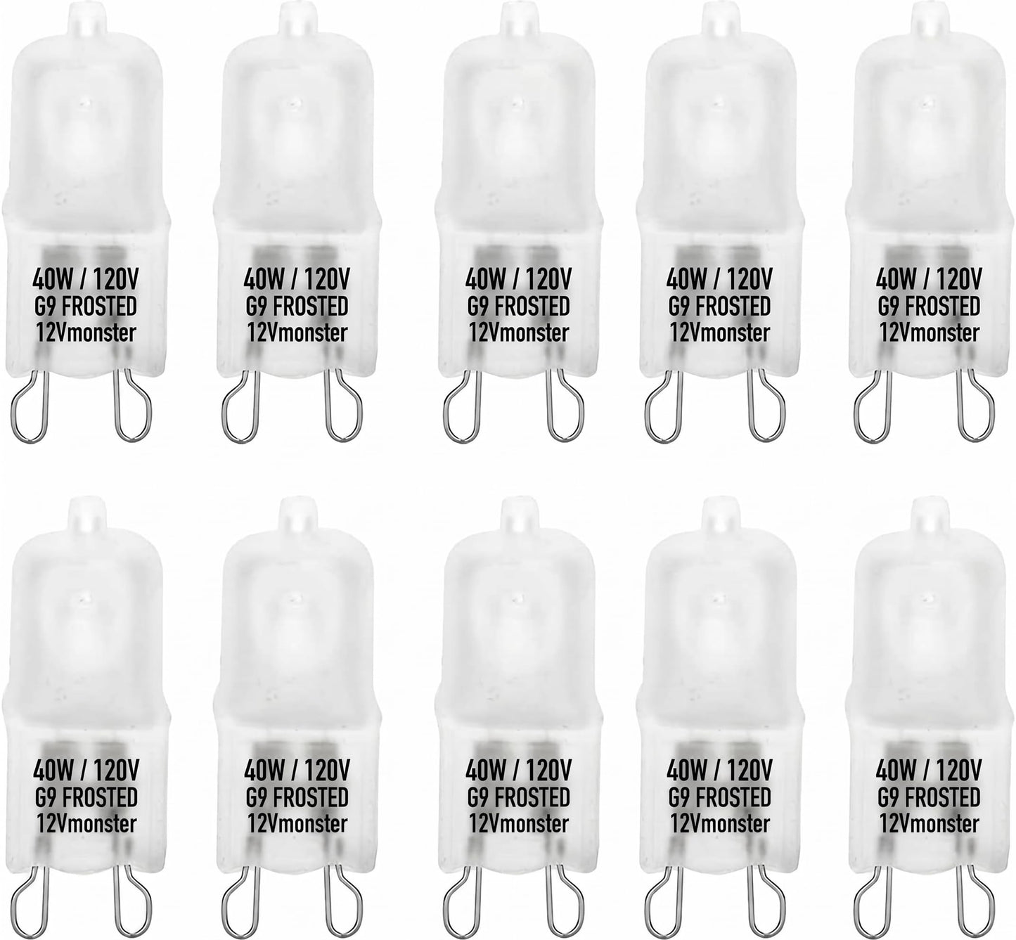 10 Pack Frosted Lense 40W Q40/G9/FR/120V G9 JCD 40 Watt 120 Volt T4 JD Type Halogen Light Bulb Photography Studio Bar Lounge Gallery Museum Kitchen