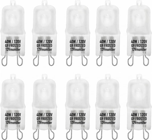 10 Pack Frosted Lense 40W Q40/G9/FR/120V G9 JCD 40 Watt 120 Volt T4 JD Type Halogen Light Bulb Photography Studio Bar Lounge Gallery Museum Kitchen