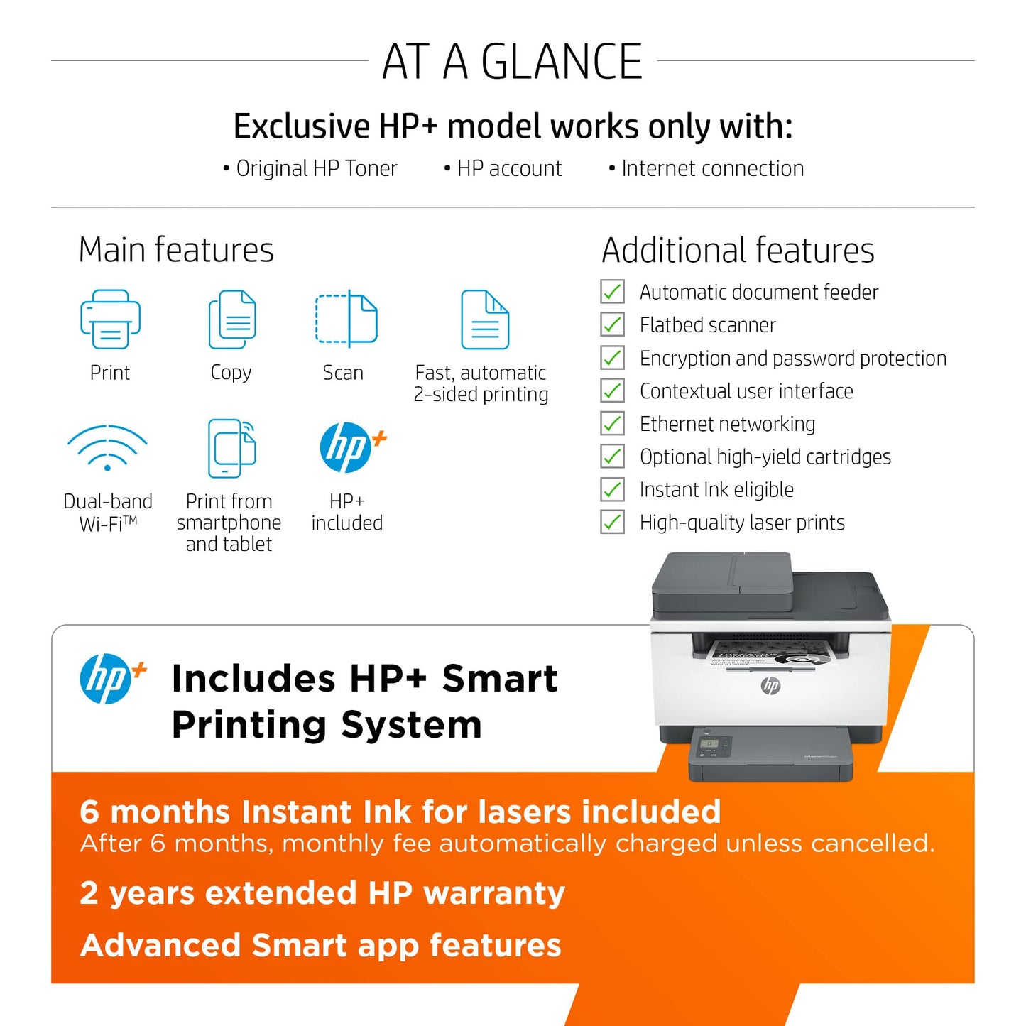HP LaserJet MFP M234sdwe Wireless Monochrome All-in-One Printer with built-in Ethernet & fast 2-sided printing, HP+ and bonus 6 months Instant Ink