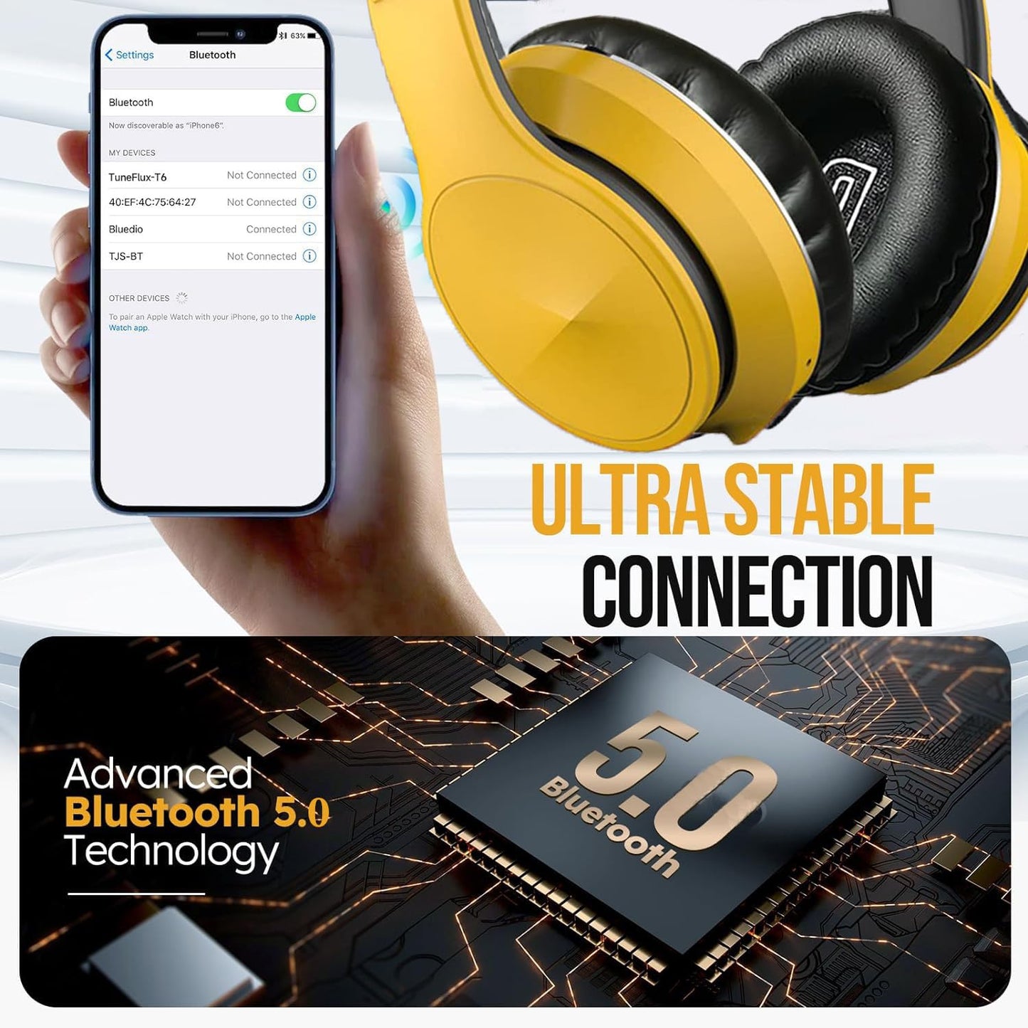 OYEALEX Active Noise Cancelling Headphones, Wireless Over Ear Bluetooth Headphones with Microphone Foldable Headphone with HiFi Audio Deep Bass…