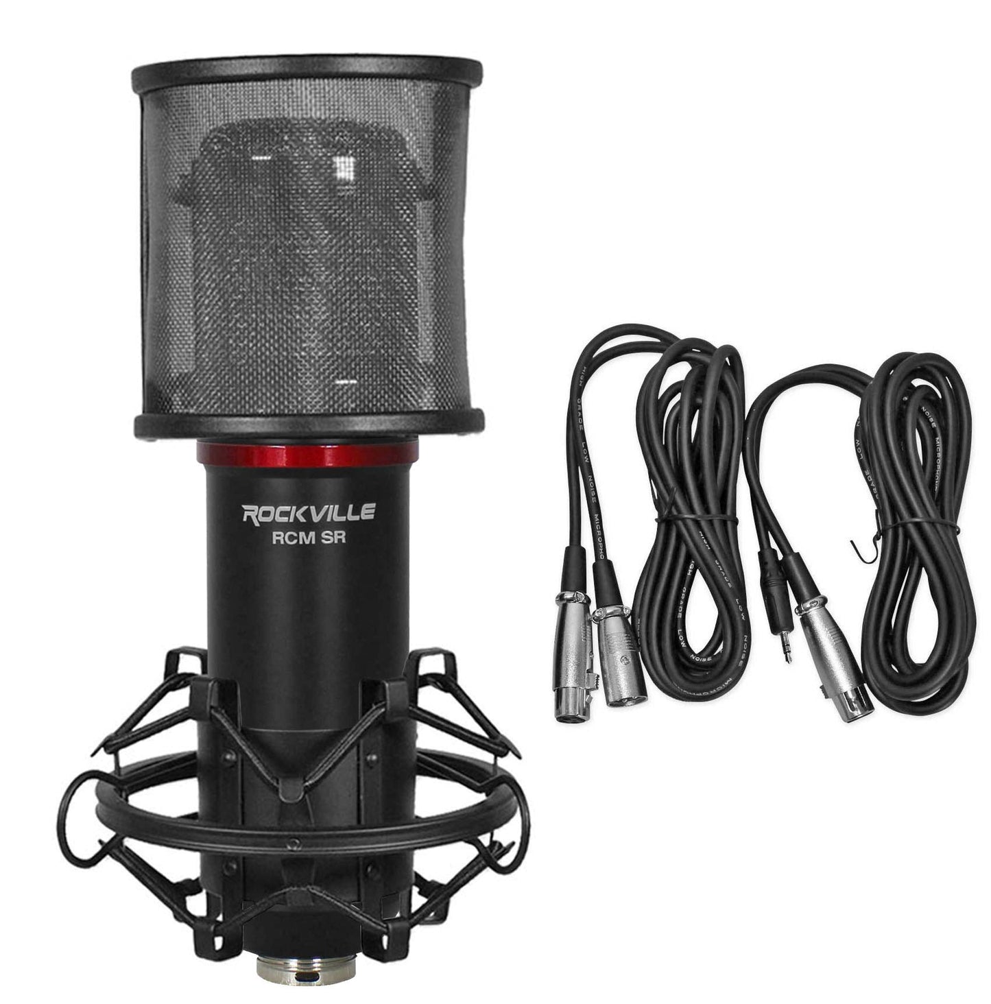 Rockville RCM SR Condenser Mic, Studio Recording, Samsung Capacitors, Cardioid Pattern, 25mm Cartridge, Low Noise, Durable Zinc Body & Steel Head, for