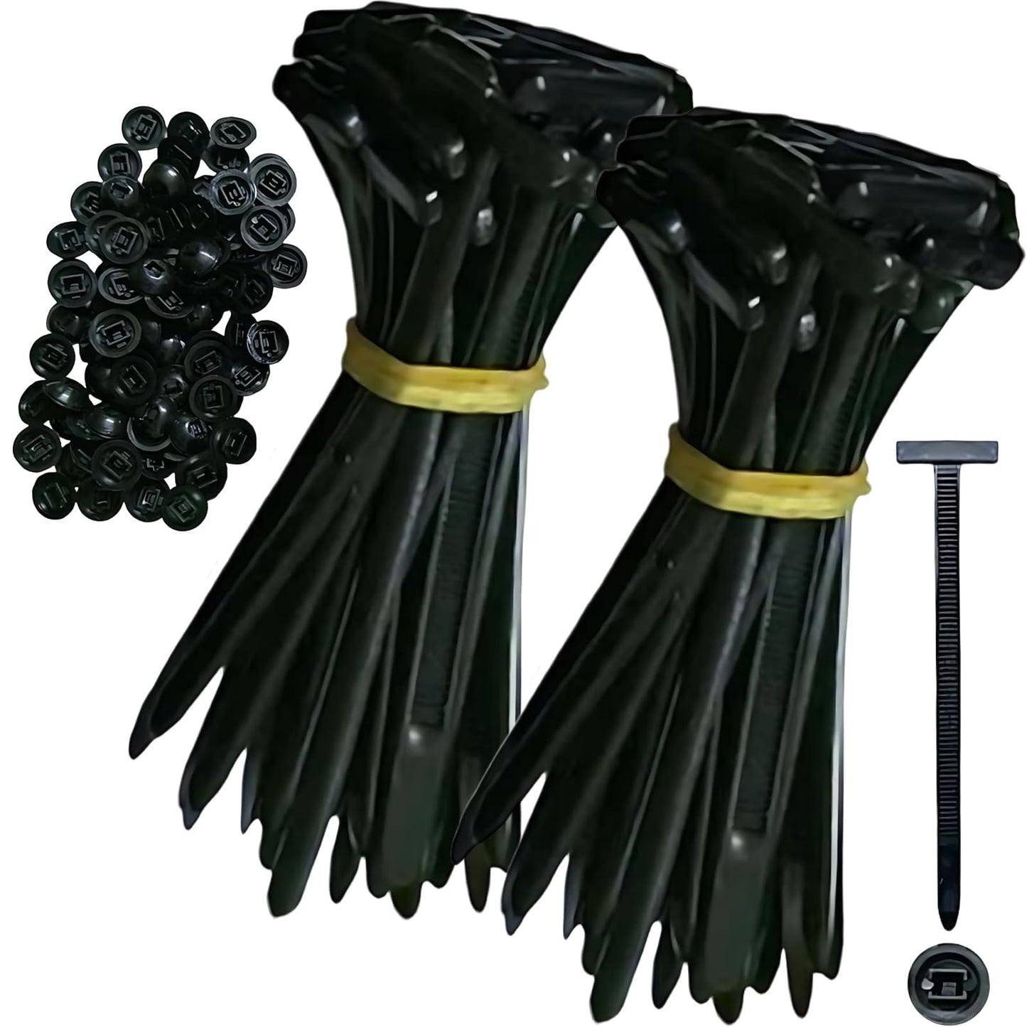 50pcs Black Nylon Cable Tie Buckle - Self-Locking Fasteners with Pin & Button, UV Resistant for Car Daily Fixing & Plastic Tie Applications (50)