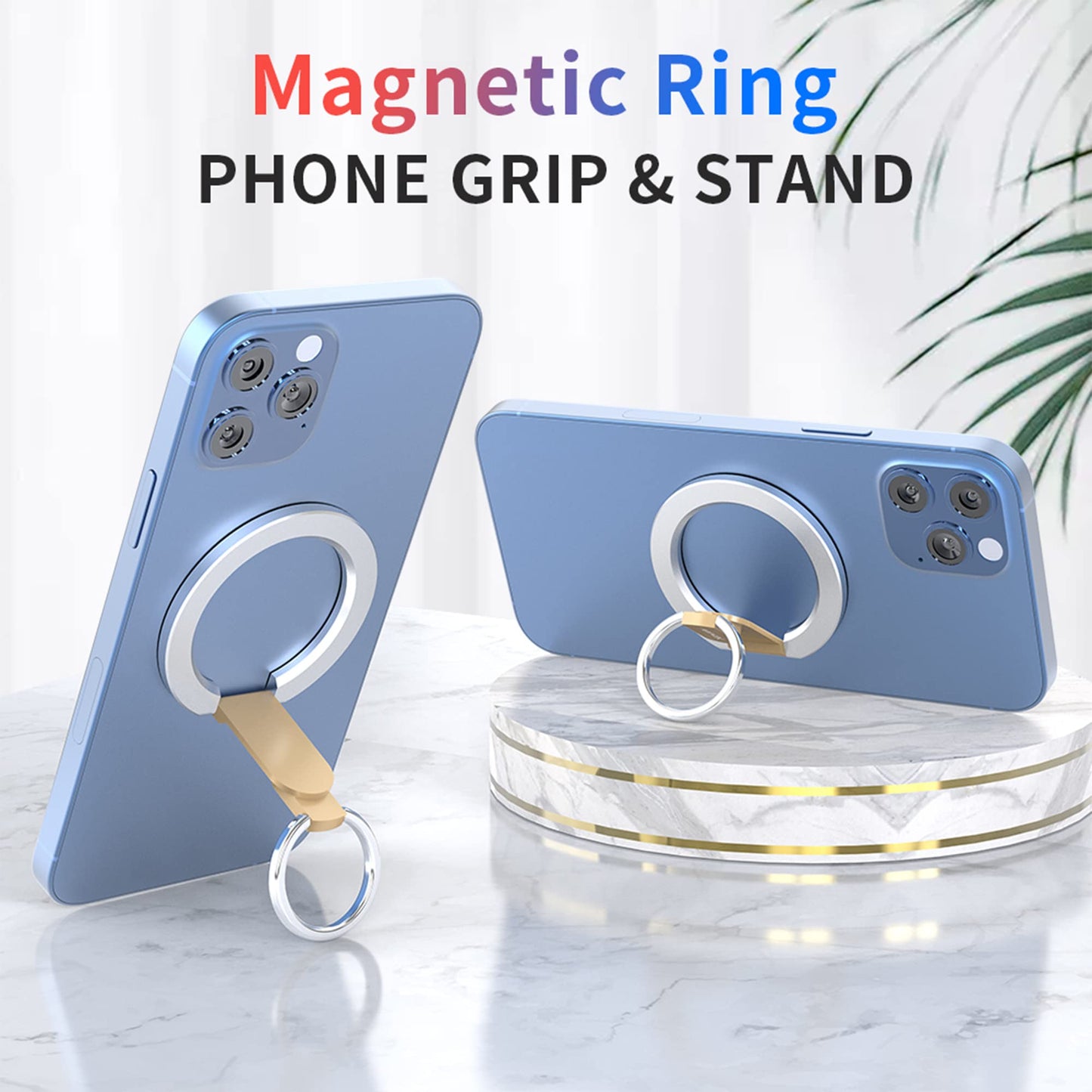 RapidX Snapo 2-in-1 Magnetic Phone Grip & Stand, Holder with Adjustable Kickstand, MagSafe Compatible with iPhone 14, 13, 12 Pro, Pro Max, Mini (Gold)