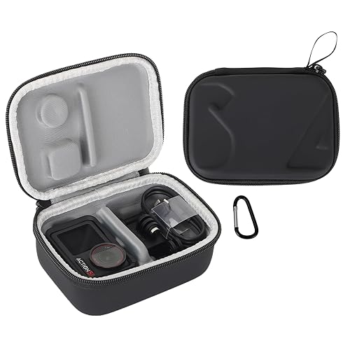 FSIDIWT Carrying Case for DJI Osmo Action 5 Pro/4/3, Portable PU Storage Travel Bag for DJI Osmo Action 5 Pro/4/3 Accessories (Black)