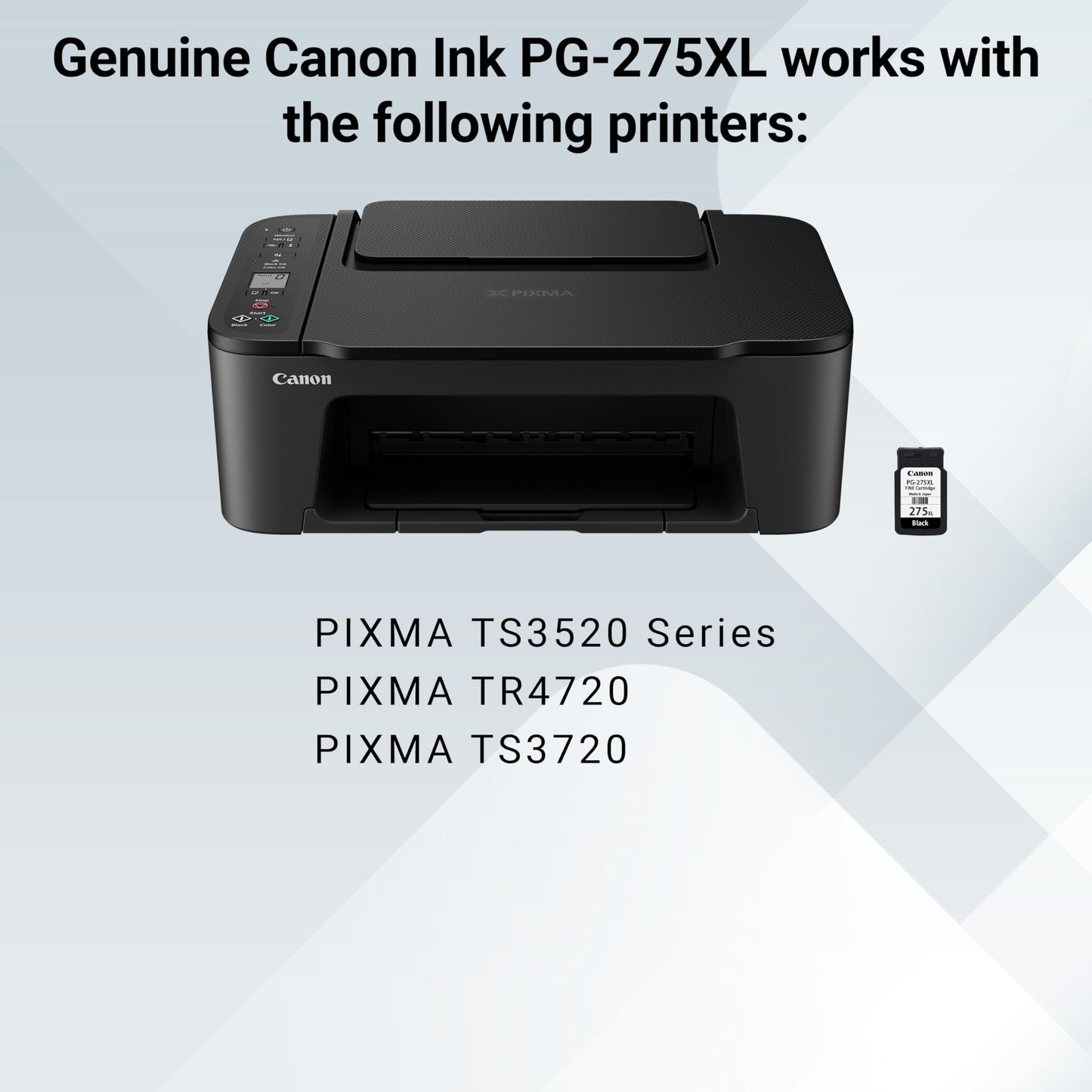 Canon PG-275 XL Genuine Black Ink Cartridge, Compatible with TS3520/3522, TR4720/4722, TR4723/TR4725