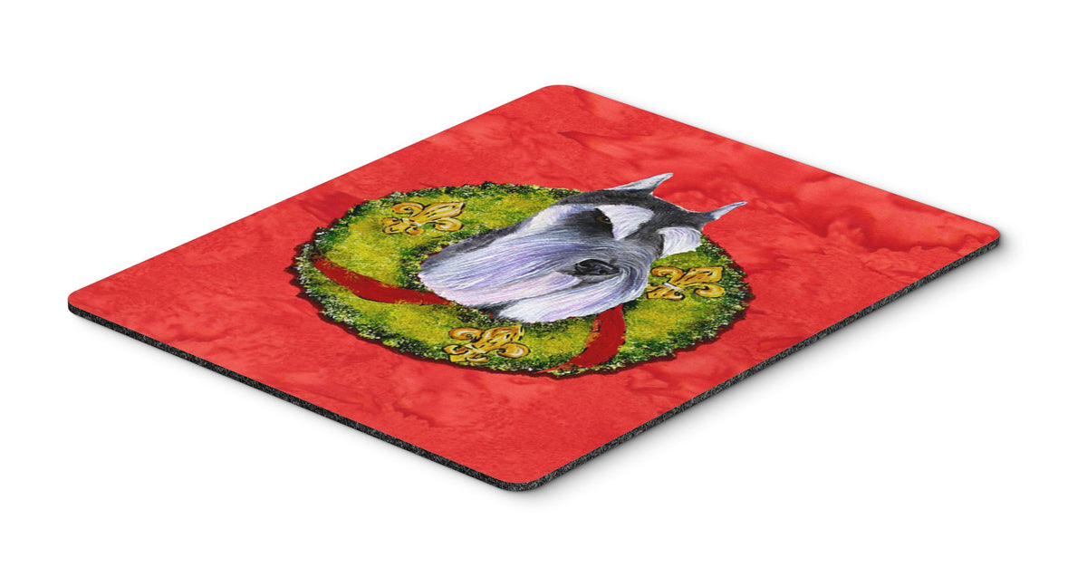 Caroline's Treasures SS4167MP Schnauzer Cristmas Wreath Mouse Pad, Hot Pad or Trivet for Home Office Gaming Working Computers Laptop Mouse