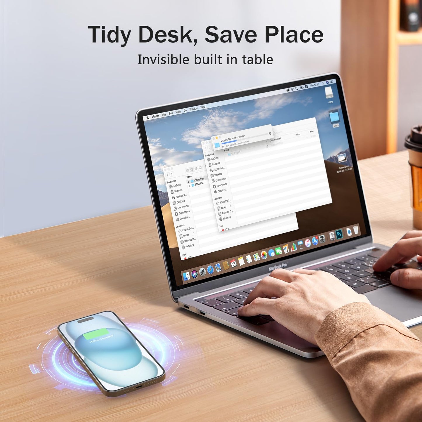 Wireless Magnetic Charger Desk Mount 15W Fast Charger for iPhone 17 16 Pro Max 15 14 13 12 Series,Magnet Qi Charging Pad/Station for AirPods,Recessed