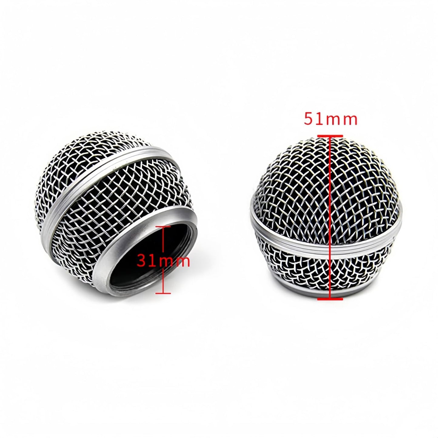 4 PCS Replacement Grilles for Shure Wired and Wireless SM58, Beta58A, SV100 Microphones, Microphone Grille Ball with Inner Foam, Steel Mesh Microphone