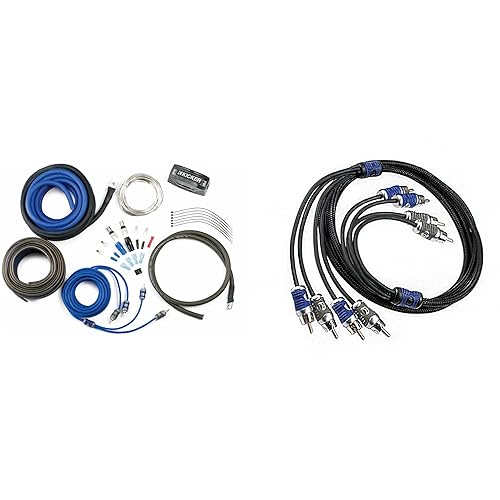 Kicker 46CK8 K-Series Complete 8-AWG Amplifier Connection Kit W/ 2-Channel RCA Interconnects & 46QI46 Q-Series 4-Channel RCA Interconnects, 6.0 Meter
