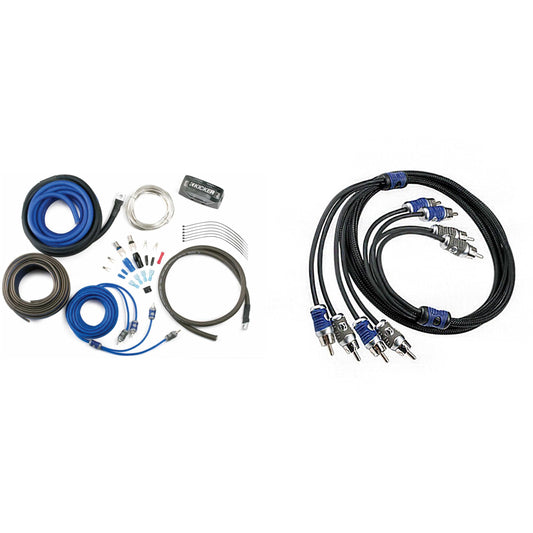 Kicker 46CK8 K-Series Complete 8-AWG Amplifier Connection Kit W/ 2-Channel RCA Interconnects & 46QI46 Q-Series 4-Channel RCA Interconnects, 6.0 Meter
