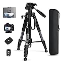 75" Camera Tripod, Heavy Duty Aluminum Camera Stand for ipad Phone, Travel Tripod with Remote/Carry Bag/Phone Tablet Holder, Compatible with DSLR