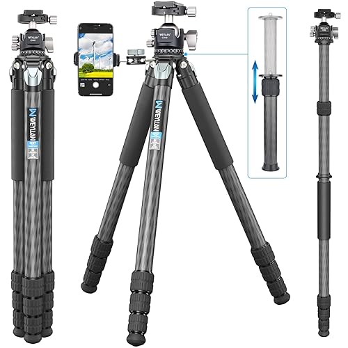 Carbon Fiber Heavy Duty Tripod WEYLLAN 81'' Professional Tripods for Camera, 10-Layer Carbon Fibre Tube, 32.5mm Leg with Low Profile Tripod Ball Head