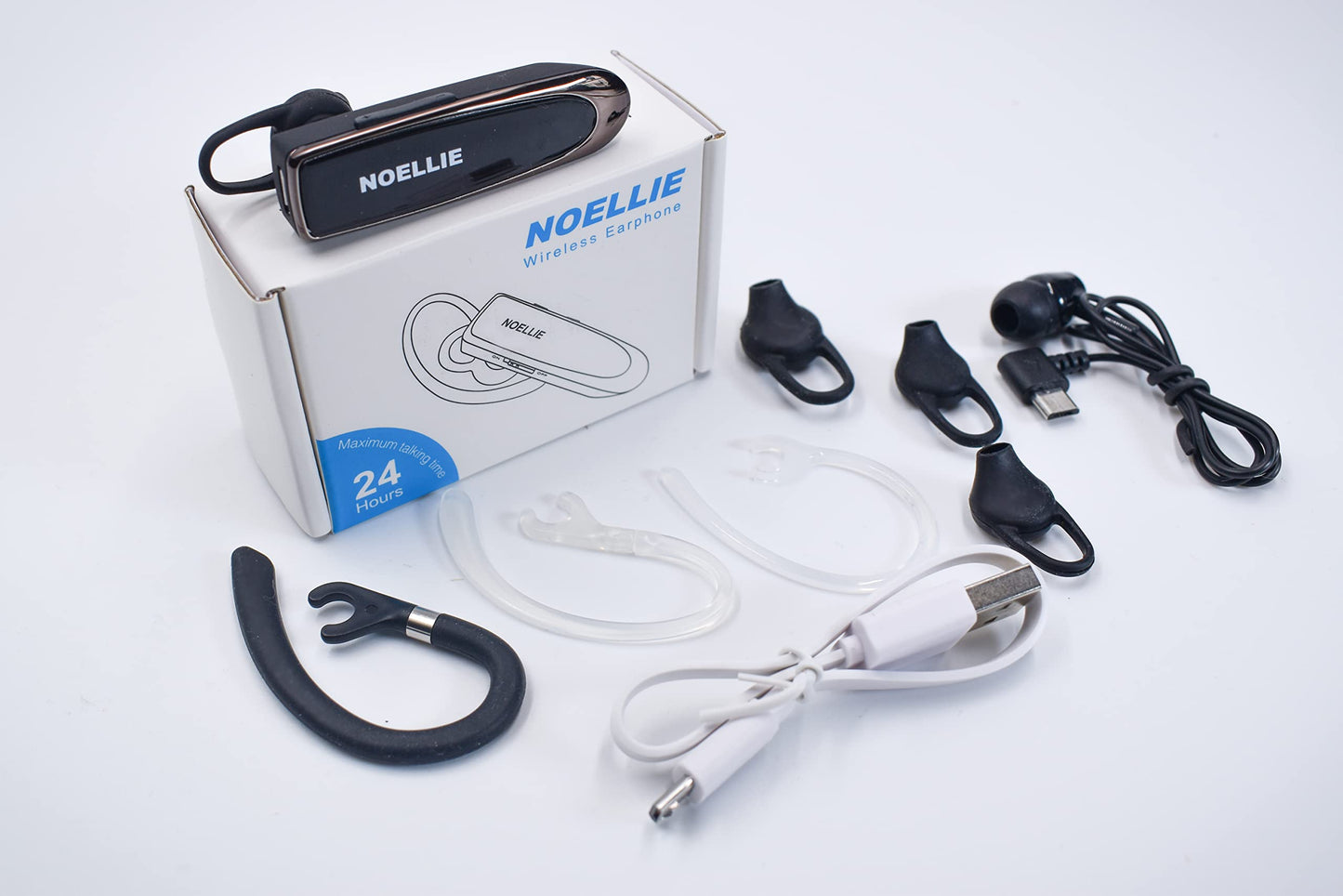 Noellie Bluetooth Earpiece, Wireless Handsfree, Noise Cancelling in-Ear Headset Earbuds, Great for Driving Business Leisure Compatible with Phones